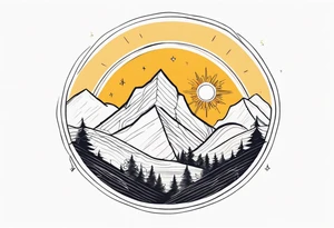 mountains with a sun tattoo idea