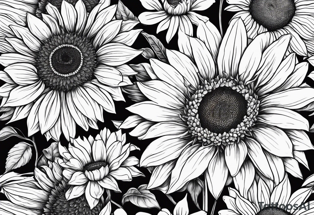 sunflowers, Daisy, wildflower tattoo idea