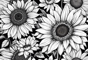 sunflowers, Daisy, wildflower tattoo idea
