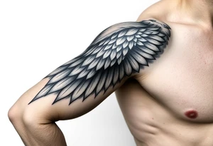 Shoulder to elbow wing tattoo idea