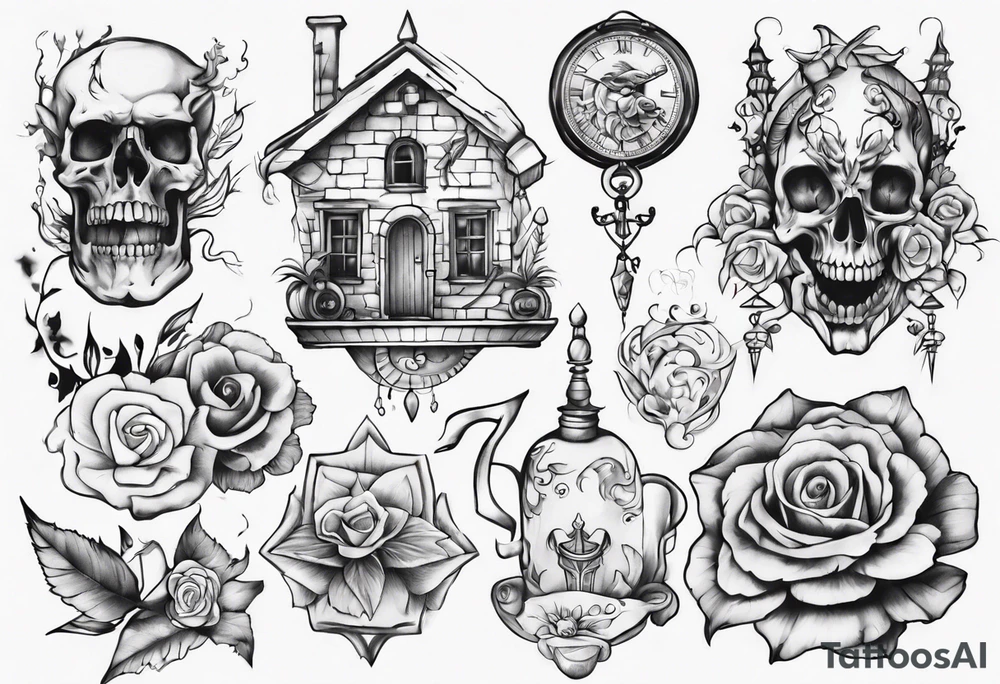 A part of fancy house tattoo idea