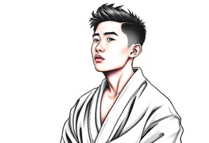 Handsome Asian young guy wearing robe tattoo idea