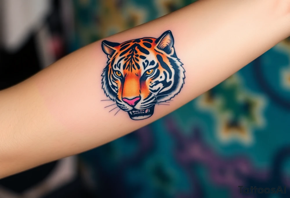 a full color cubist tiger tattoo tattoo idea