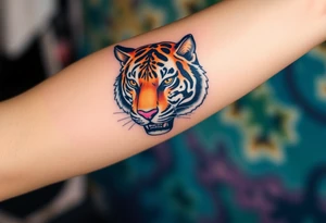 a full color cubist tiger tattoo tattoo idea