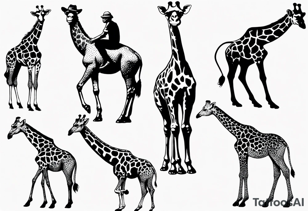 Monkey riding a giraffe tattoo idea