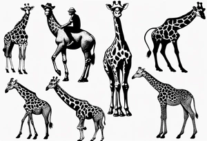 Monkey riding a giraffe tattoo idea