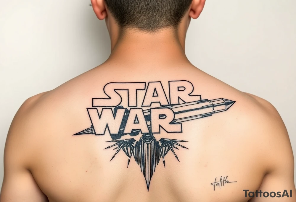 star wars in a linear design for forearm not more than 15 cm tattoo idea