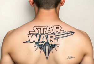star wars in a linear design for forearm not more than 15 cm tattoo idea