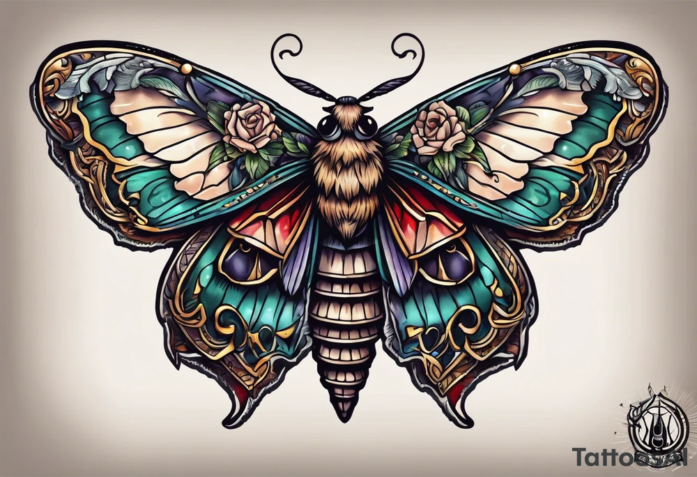 death moth with Wicca aesthetic tattoo idea