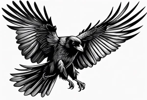 raven in flight tattoo idea
