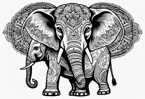 compas thailand country outline with elephant tattoo idea