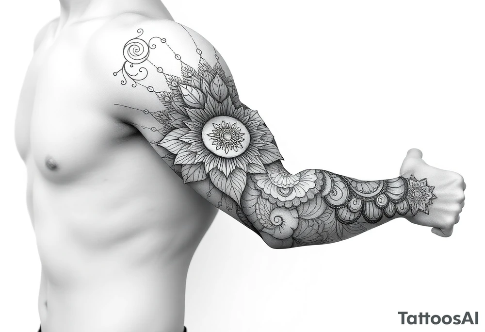 mandala ja alkukantaisia kuvioita tattoo idea
