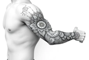 mandala ja alkukantaisia kuvioita tattoo idea