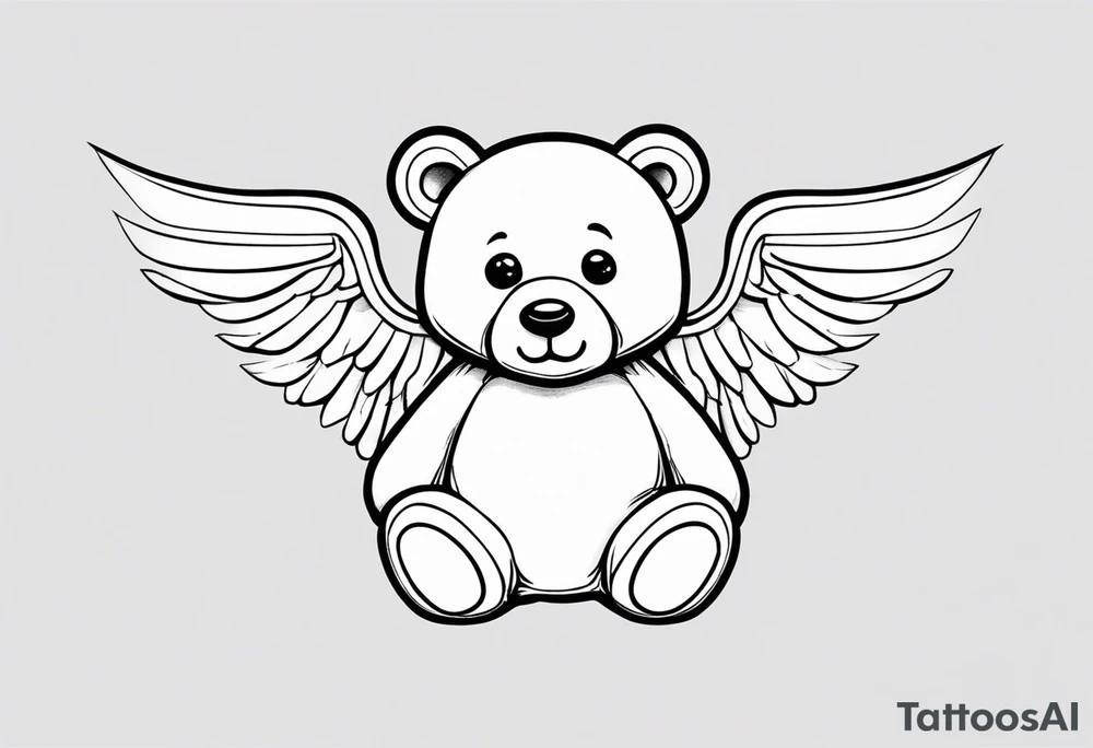 Teddy bear with angel wings tattoo idea