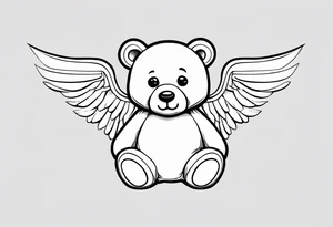 Teddy bear with angel wings tattoo idea