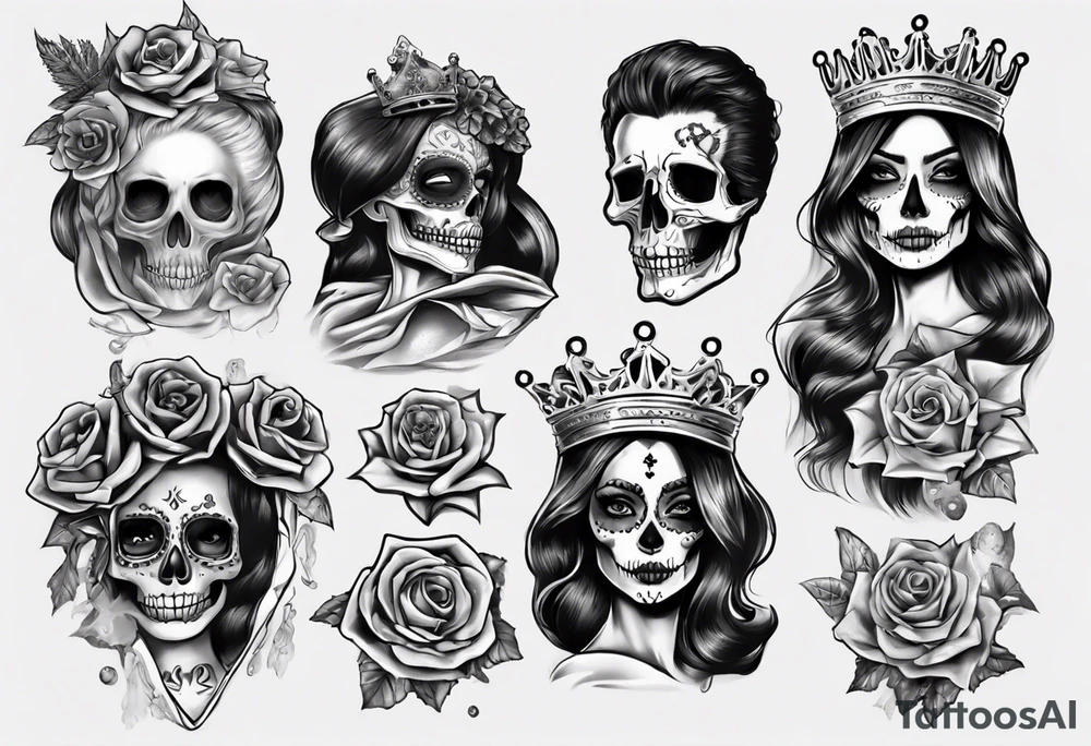 santa la muerta with money and crown tattoo idea