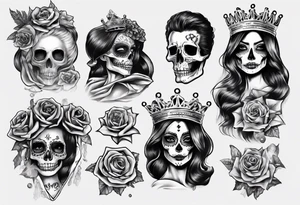 santa la muerta with money and crown tattoo idea