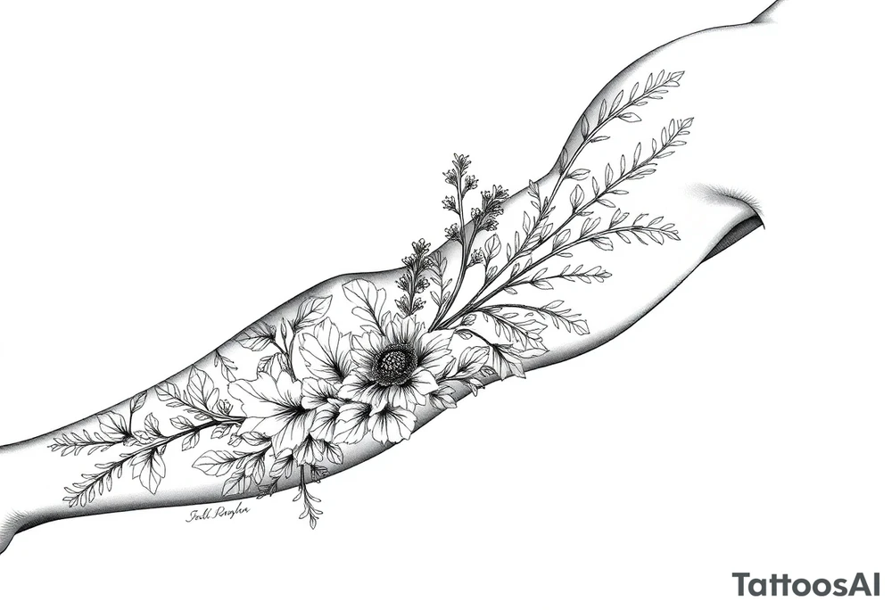 Parsley sage rosemary and thyme botanical drawing tattoo idea