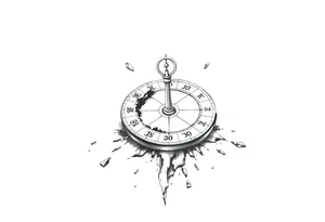 Damaged sundial on the ground tattoo idea