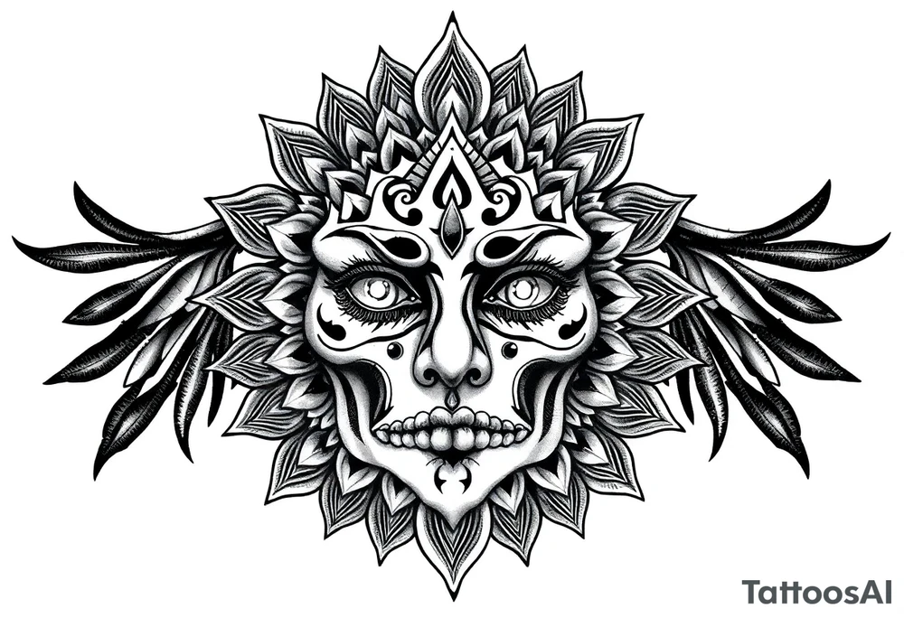 clack face and mandala tattoo idea