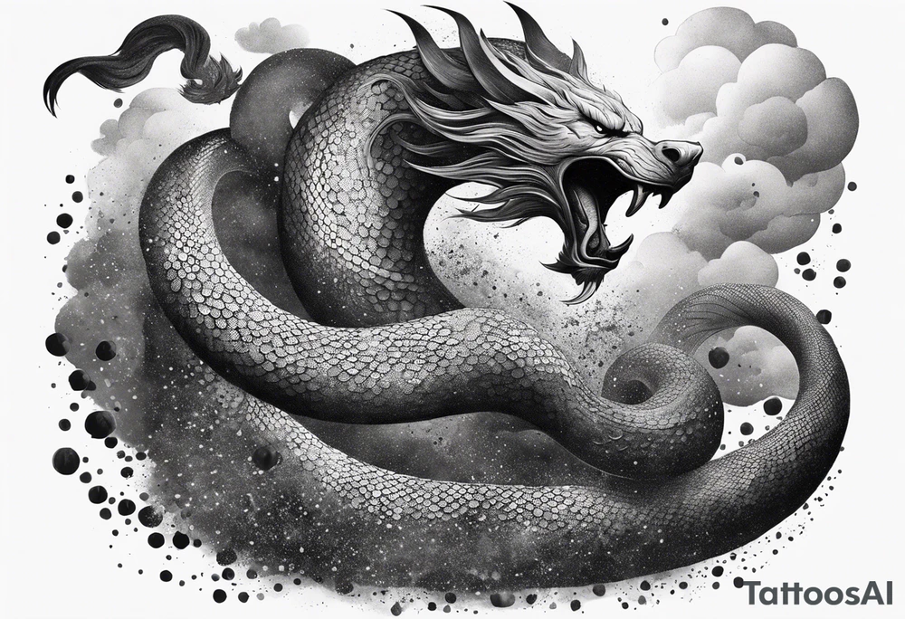 World serpent fighting thor  in a typhoon tattoo idea