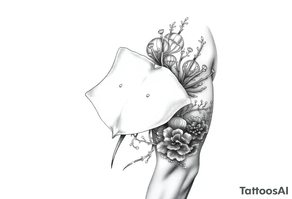stingray, coral, jellyfish tattoo idea