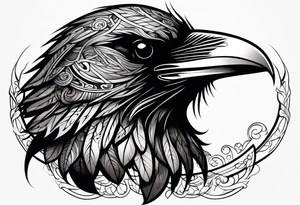 attacking raven in viking style tattoo idea