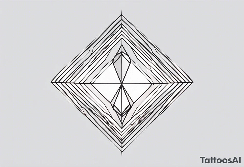 simple line tattoo of geometric elongated diamond split down the middle into 2 reflective 
shapes tattoo idea
