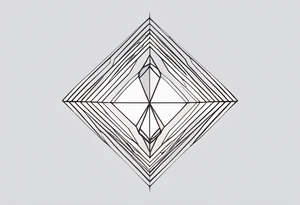 simple line tattoo of geometric elongated diamond split down the middle into 2 reflective 
shapes tattoo idea