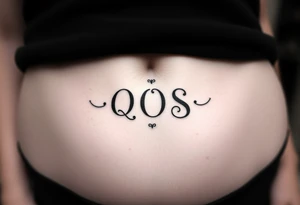 text reading "QOS" across a womb tattoo tattoo idea