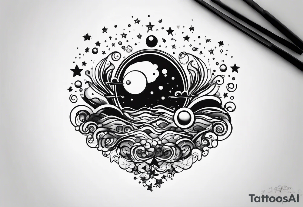 Draw me some magical really simple underwater bubbles and simple stars tattoo idea