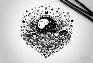 Draw me some magical really simple underwater bubbles and simple stars tattoo idea