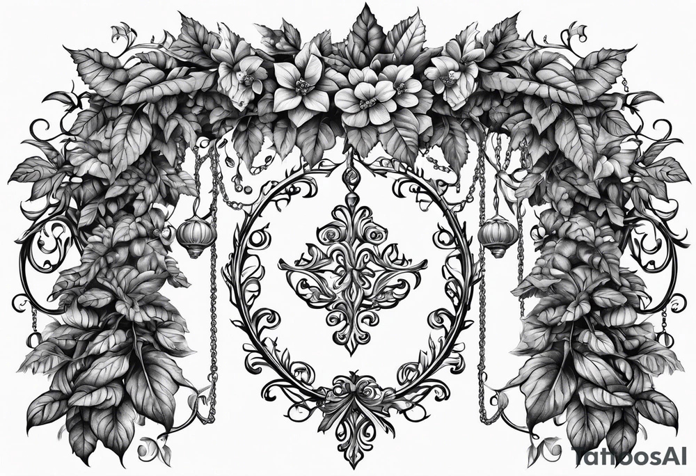 Leafy vines with chain tattoo idea