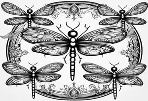 4 dragonflies flying tattoo idea