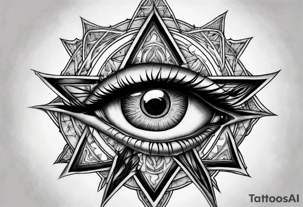 Eye with two irises from the band Tool, inside a heptagram tattoo idea