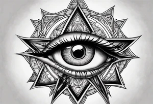 Eye with two irises from the band Tool, inside a heptagram tattoo idea