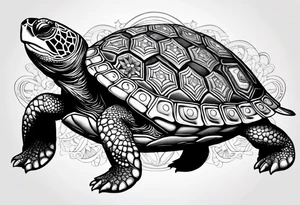 siple turtle with mandala shell tattoo idea