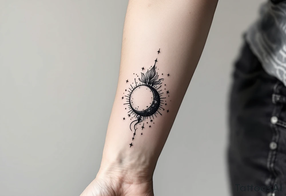 astrology moonsign aquarius in rough / mysterious aesthetic astrology inspired tattoo idea