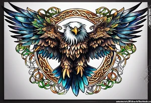 Knotted celtic Eagle with wings spread upwards tattoo idea