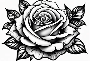 A rose tattoo with names engraved in the petals and to finish skeleton bone fingers tattoo idea