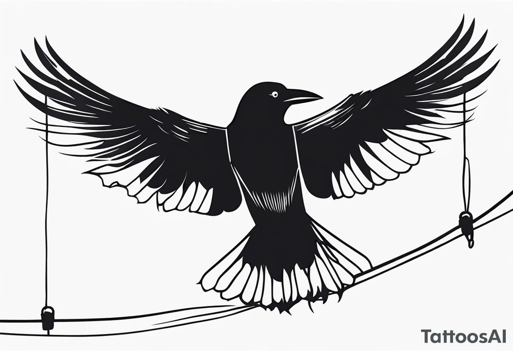 feminine tattoo crow on a wire tattoo idea