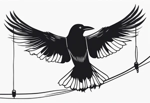 feminine tattoo crow on a wire tattoo idea