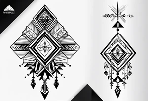 minimalist arrow with diamond shaped arrowhead tattoo idea