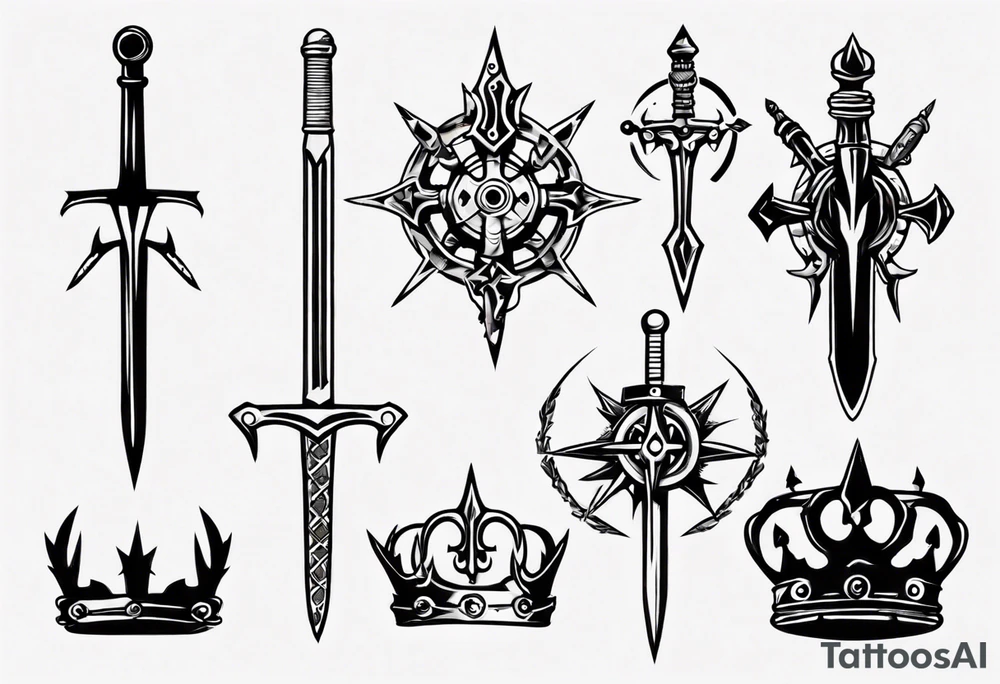 Sword and crowns tattoo idea