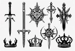 Sword and crowns tattoo idea