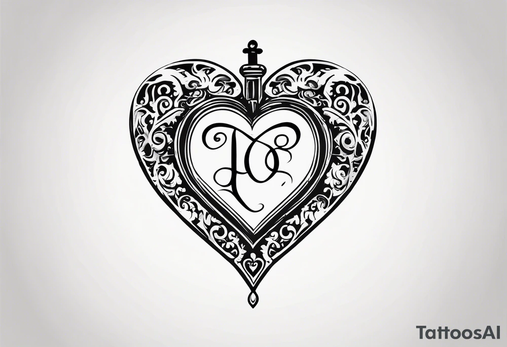 heart shaped antique skeleton key tattoo idea