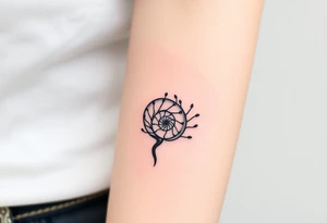 Fibonacci spiral shell inside of tree tattoo idea