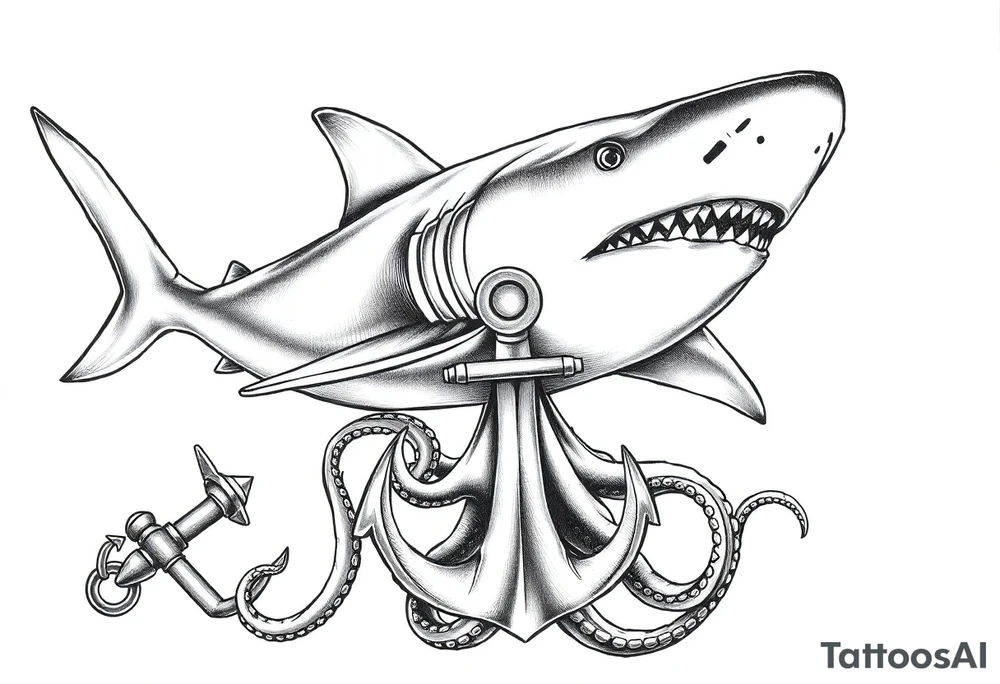 Hammerhead shark,anchor,octopus. tattoo idea