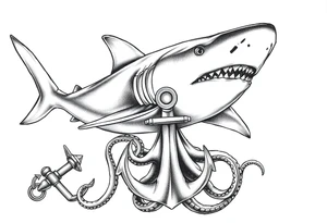 Hammerhead shark,anchor,octopus. tattoo idea