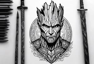 Groot greek warrior with sword tattoo idea